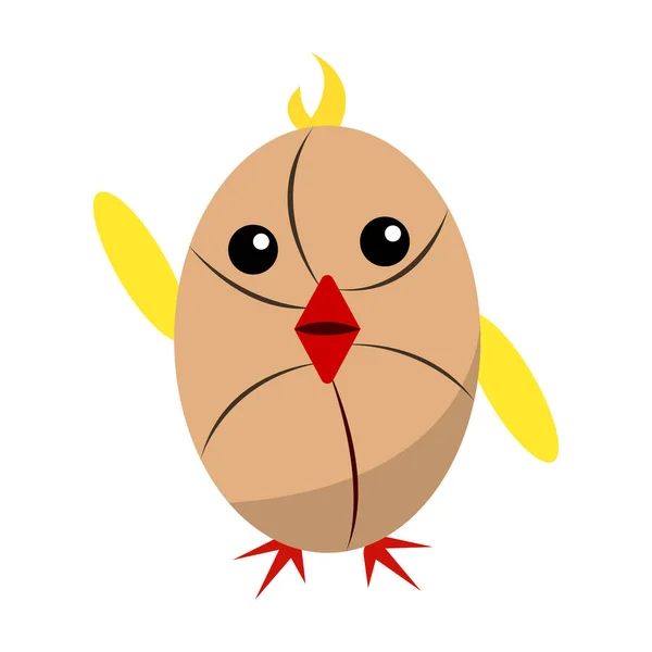 Cute Cartoon Character Chicken Eggshell Vector Illustration — Archivo Imágenes Vectoriales
