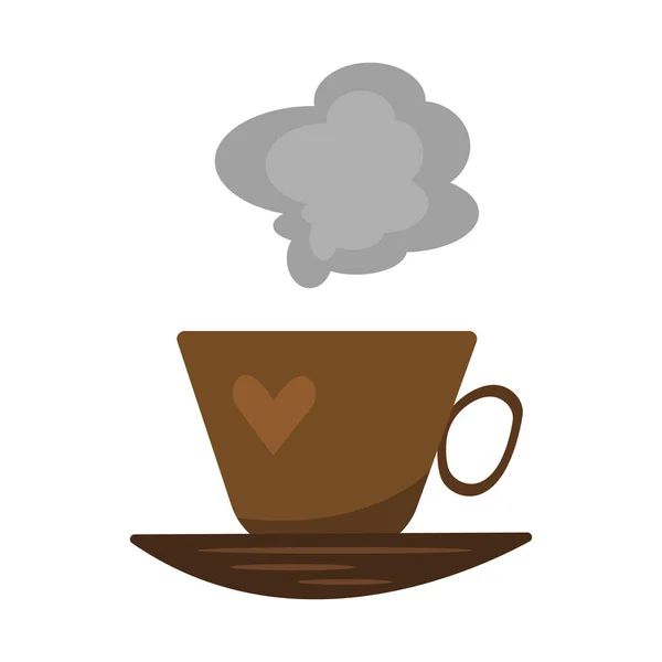 Kaffeetasse Mit Herz Und Dampfmuster Das Konzept Eines Beliebten Energy — Stockvektor