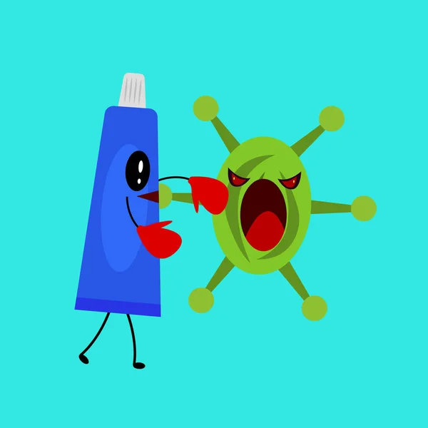 Oral Dental Hygiene Tooth Health Concept Cartoon Character Happy Toothpaste — Διανυσματικό Αρχείο