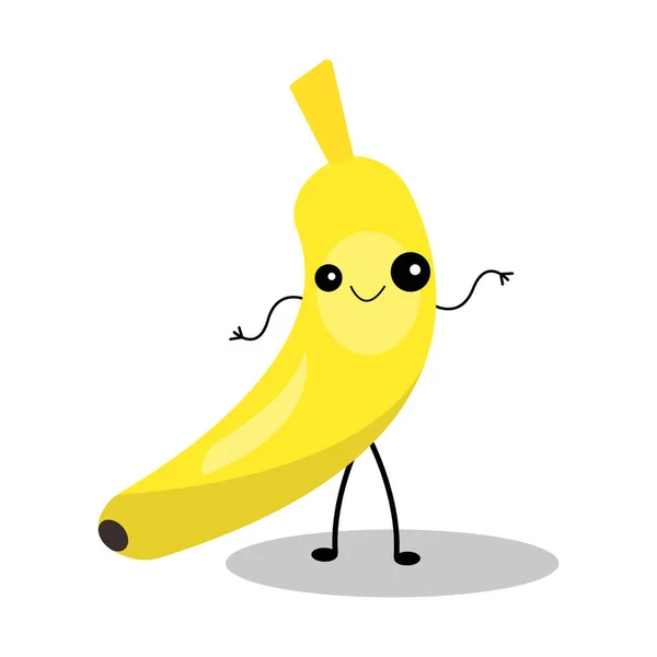 Šťastná Ikona Banánu Kreslený Obrázek Žlutého Banánu — Stockový vektor