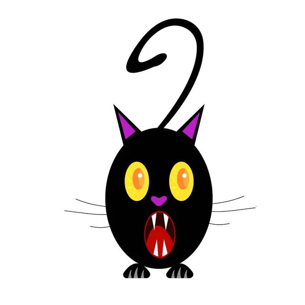 白地に黒猫を怖がらせた漫画のイラスト — ストックベクタ