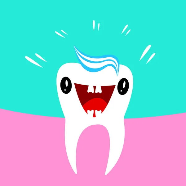 Kreslený Znak Šťastného Zubu Zubní Pastou Vektorová Ilustrace — Stockový vektor