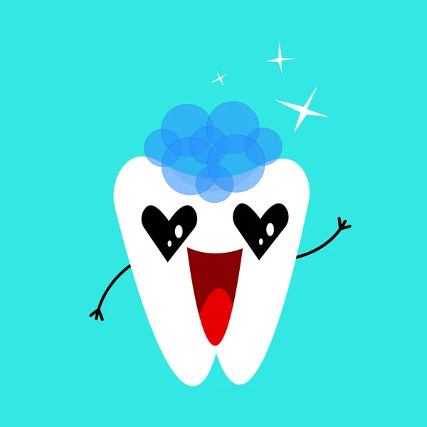 Postać Kreskówki Szczęśliwy Ząb Pastą Zębów Ilustracja Wektor — Wektor stockowy