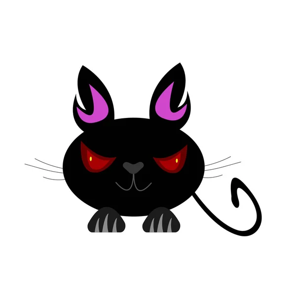 白地に赤い目をした黒の子猫のイラスト — ストックベクタ