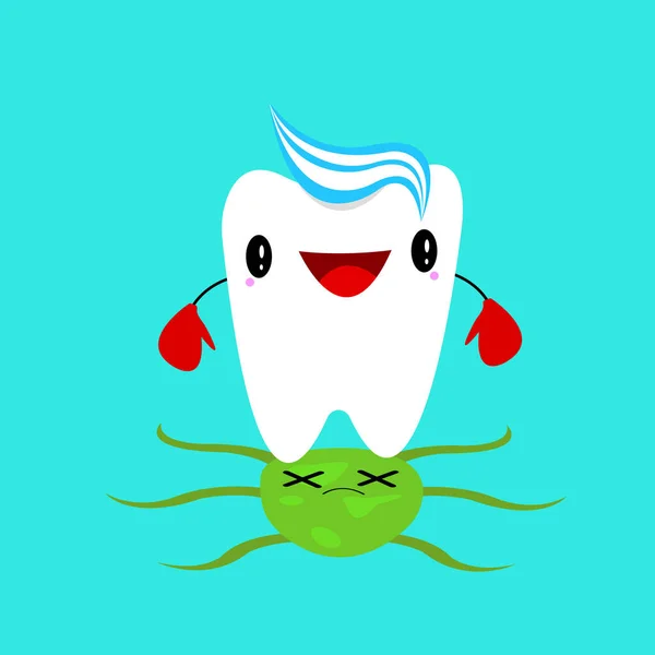 Hygiène Dentaire Buccale Concept Santé Dentaire Personnage Dessin Animé Dent — Image vectorielle