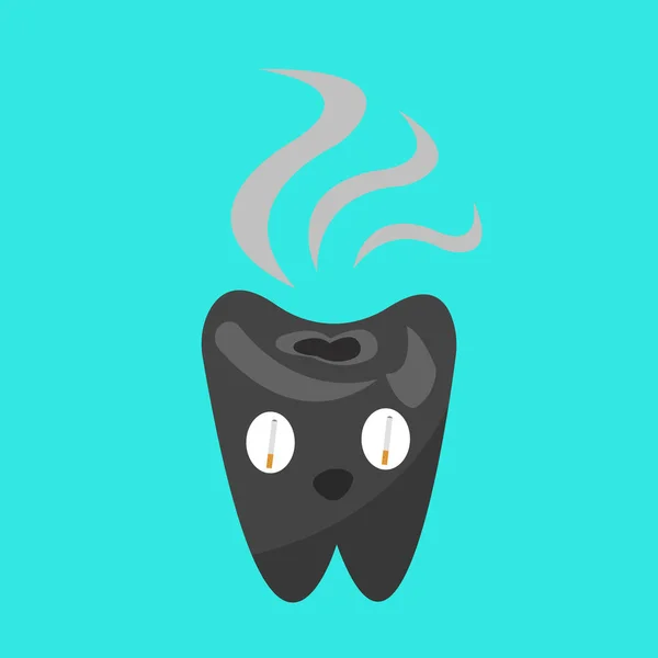 Kreslený Znak Kouřícího Zubu Vektorová Ilustrace — Stockový vektor