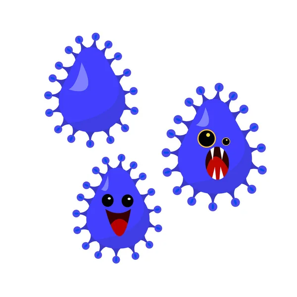 Tecknad Monster Bakterievirus Med Ögon Vit Bakgrund — Stock vektor