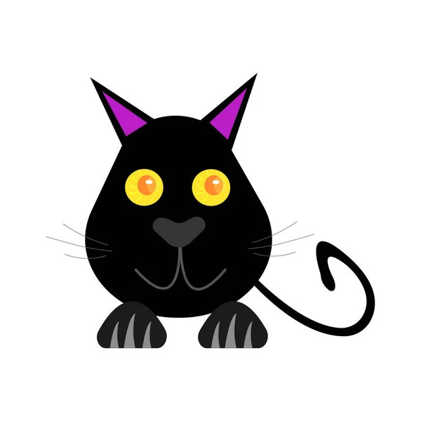 Ilustración Del Personaje Dibujos Animados Gatito Negro Feliz Sobre Fondo — Vector de stock
