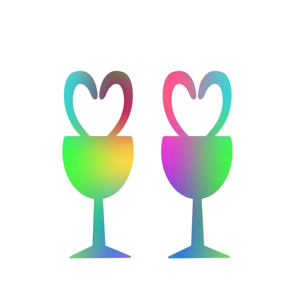 Vector Illustration Wine Glass Shapes Abstract Multicolored Gradient Gloss Pattern — Stock Vector