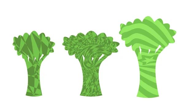 Ilustración Brócoli Con Patrones Hipnóticos Acanalados Abstractos Estilo Del Arte — Vector de stock