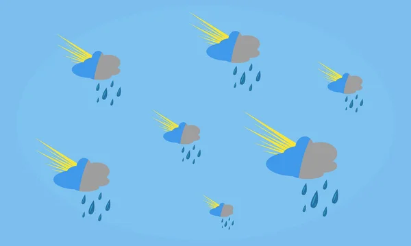 Φόντο Ένα Αδιάλειπτο Μοτίβο Των Νεφών Βροχής Στη Μία Πλευρά — Διανυσματικό Αρχείο