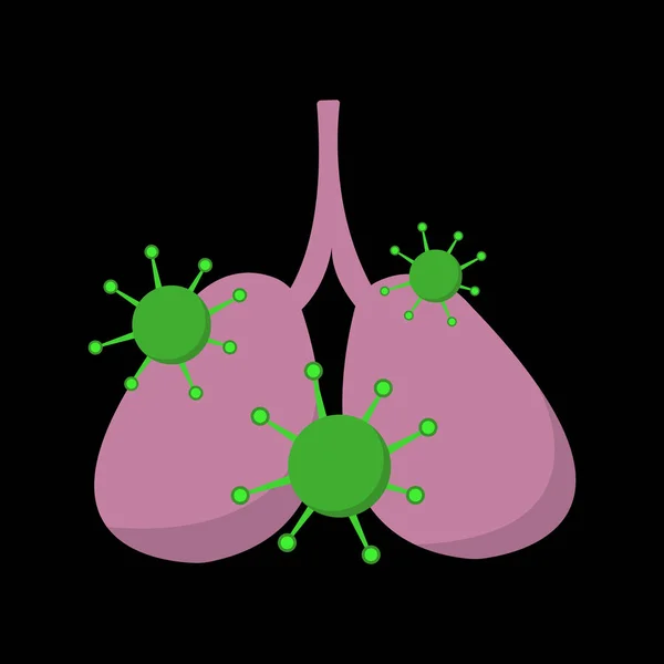 Pulmones Dibujos Animados Con Bacterias Ilustración Vectorial — Archivo Imágenes Vectoriales