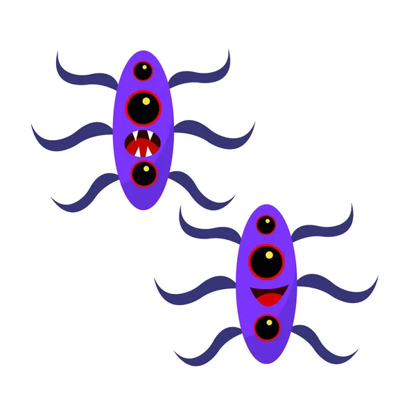 有许多眼睛和腿的细菌怪物的卡通人物 — 图库矢量图片
