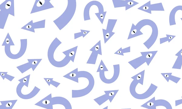 Fond Abstrait Avec Des Flèches Courbes Mutants Avec Des Yeux — Image vectorielle