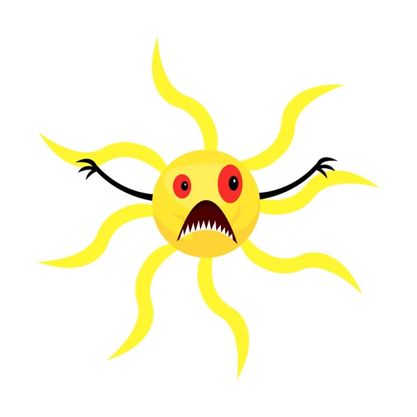 Illustration Fantasy Cartoon Monster Sun Character Red Eyes Sharp Teeth — Stock Vector