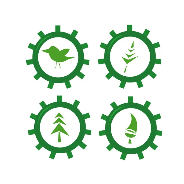 Het Groene Milieuvriendelijke Concept Met Icoon Design Vectorillustratie Met Groene — Stockvector