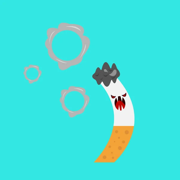 Illustration Personnage Monstre Dessin Animé Fantaisie Cigarette Avec Des Yeux — Image vectorielle