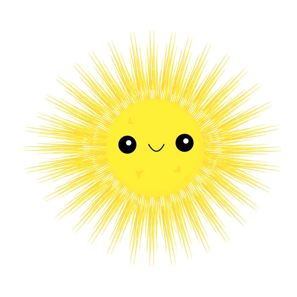 Soleil Jaune Avec Sourire Sur Fond Blanc — Image vectorielle