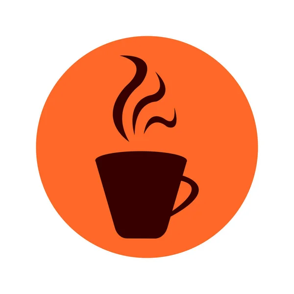 Силуэт Черной Чашки Кофе Оранжевом Знаке Векторная Иллюстрация — стоковый вектор