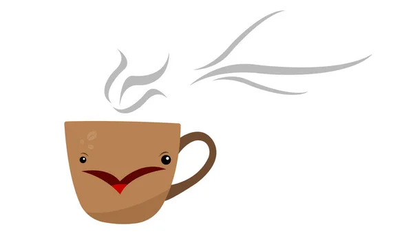 黒丸の瞳でキラキラした可愛いコーヒーカップコーヒーへの愛の概念 — ストックベクタ
