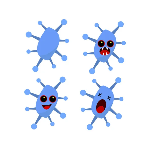 Karakter Kartun Dari Monster Bakteri Biru - Stok Vektor