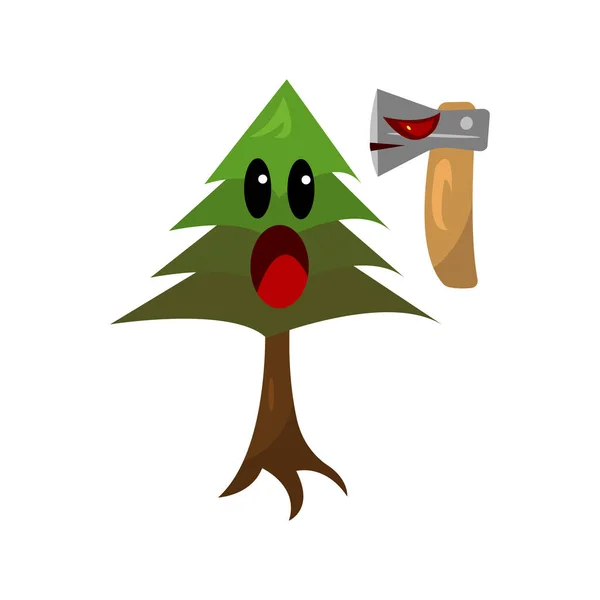 Vektorillustration Eines Niedlichen Grünen Cartoon Baums — Stockvektor