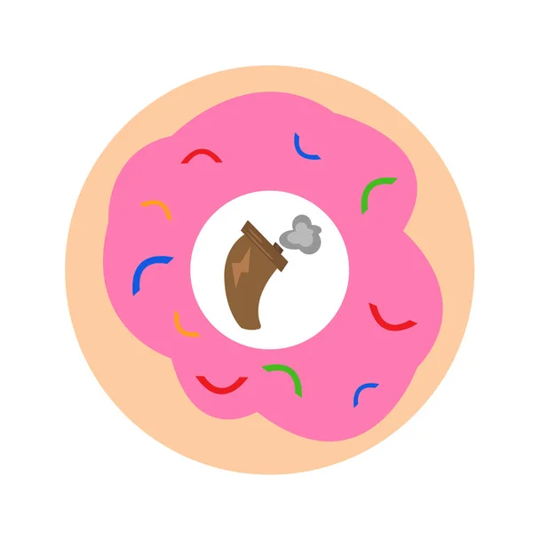Donut Com Design Ilustração Vetorial Xícara Café — Vetor de Stock