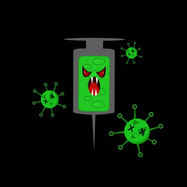 Virus Monstrum Vektor Plochý Styl Ilustrace Černém Pozadí — Stockový vektor