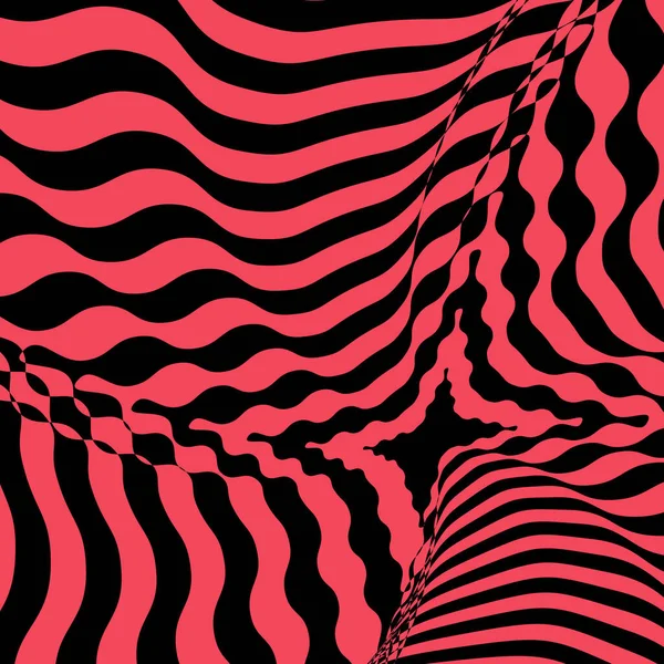 Black and red abstract ribbed background in the style of pop art, wallpaper for design hypnotic concept creative