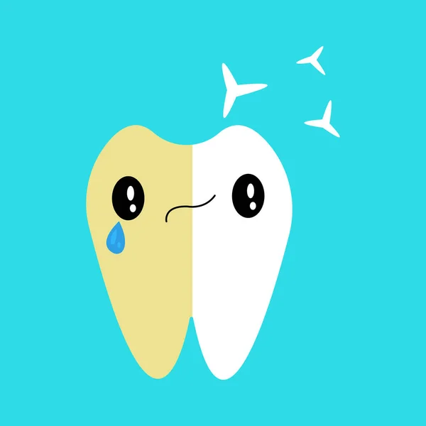 Концепция Гигиены Полости Рта Здоровья Зубов Мультяшный Характер Зуба Одна — стоковый вектор