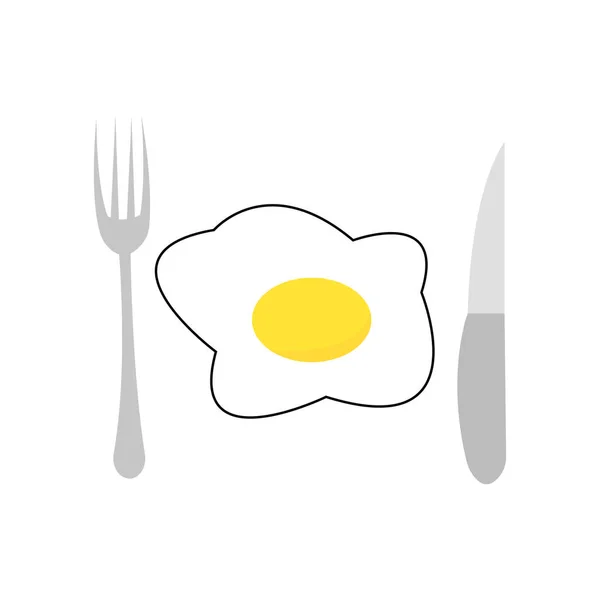 Fried Egg Knife Fork Vector Illustration Design — Stock Vector