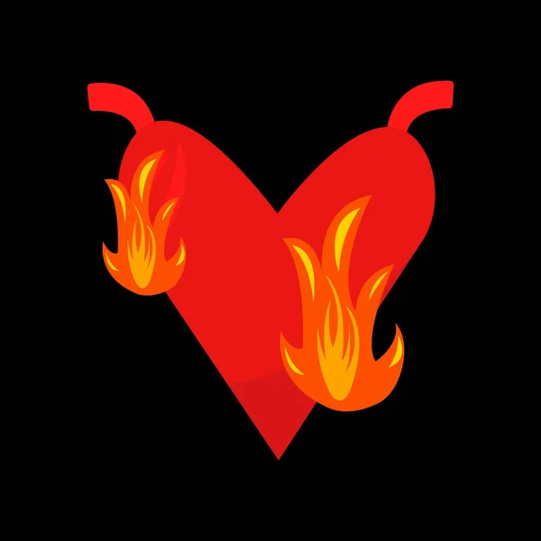 Heart Fire Flames Icon Vector Illustration — Stock Vector