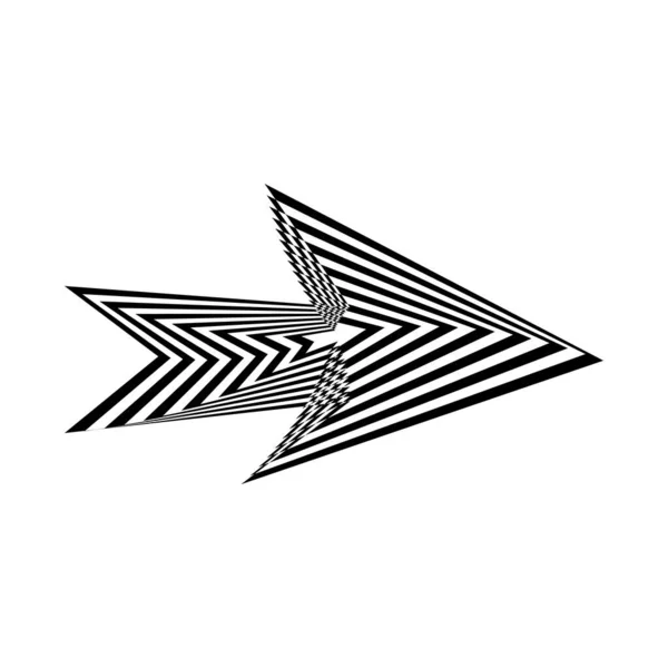 Illustration Arrow Abstract Ribbed Hypnotic Patterns Style Pop Art — Stok Vektör