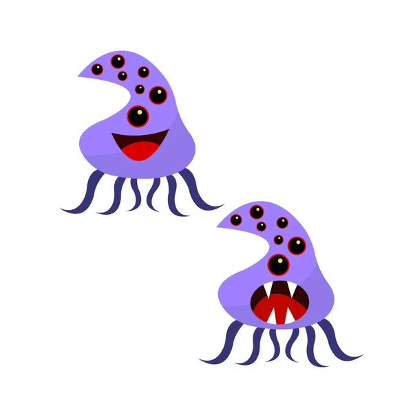 Zeichentrickfiguren Lila Bakterienmonster Mit Vielen Augen — Stockvektor