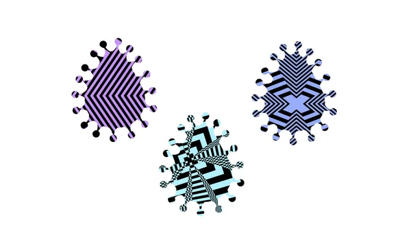 Illustration Bactéries Virales Avec Des Motifs Hypnotiques Côtelés Abstraits Dans — Image vectorielle