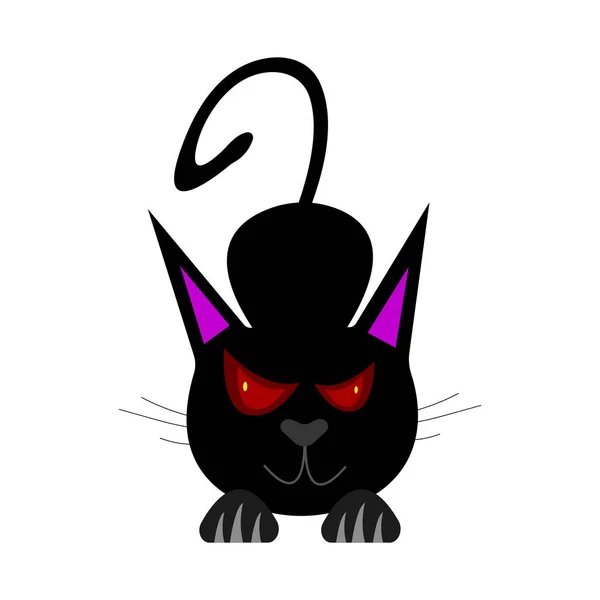 白地に赤い目をした黒の子猫のイラスト — ストックベクタ