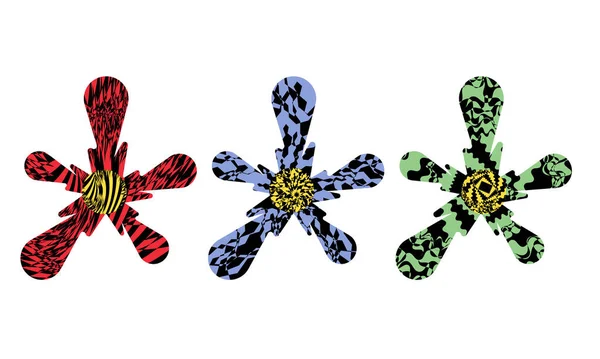 Illustration Vectorielle Fleurs Avec Des Motifs Hypnotiques Isolés Sur Fond — Image vectorielle