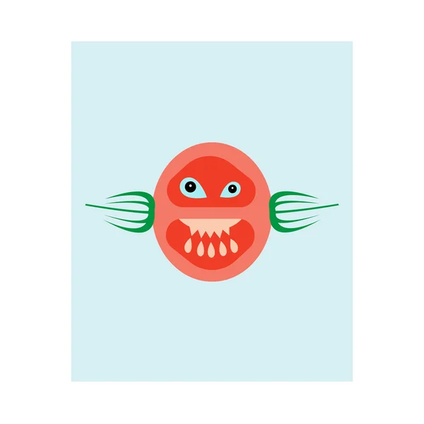 Vector Ilustración Lindo Tomate Rojo Con Ojos — Archivo Imágenes Vectoriales