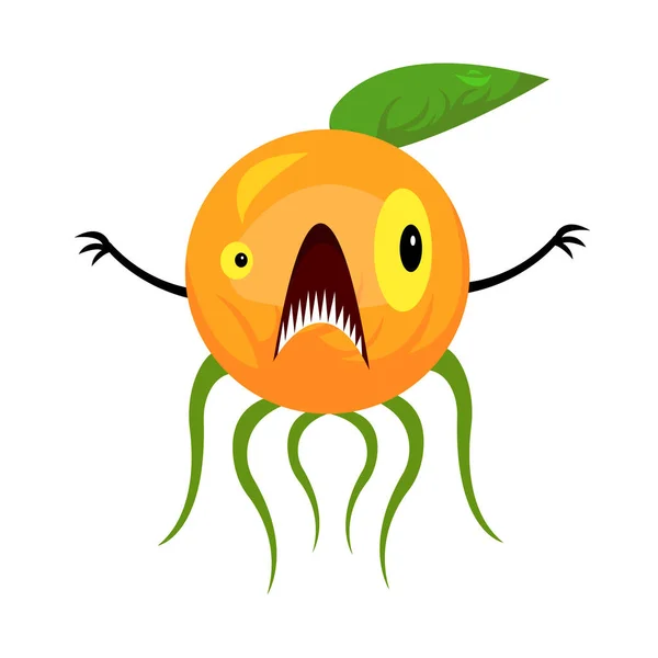 Illustration Der Fantasy Zeichentrickfigur Monster Orange Mit Gelben Augen Und — Stockvektor