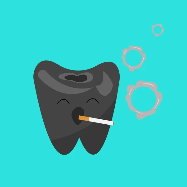 Kreslený Znak Kouřícího Zubu Vektorová Ilustrace — Stockový vektor