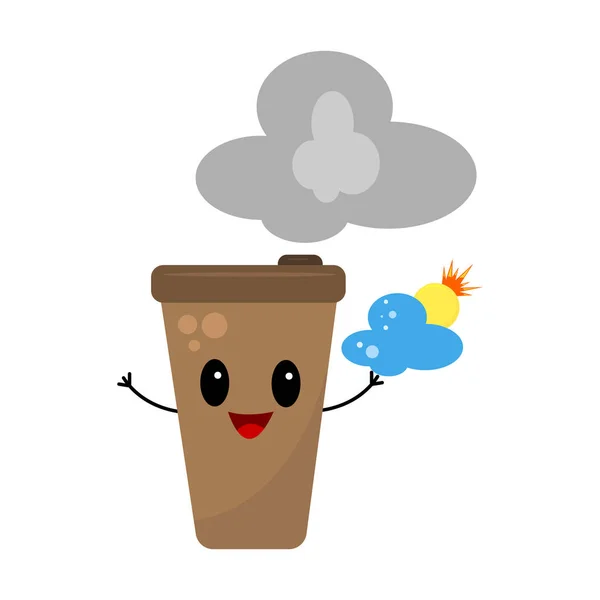 Fröhliche Cartoon Figur Der Kaffeetasse Das Konzept Eines Beliebten Energy — Stockvektor
