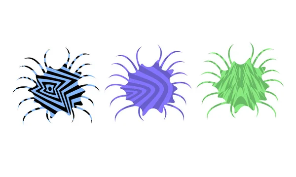 Illustration Bactéries Virales Avec Des Motifs Hypnotiques Côtelés Abstraits Dans — Image vectorielle