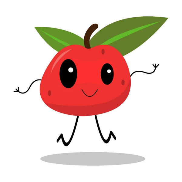 一个可爱的红苹果卡通人物 — 图库矢量图片