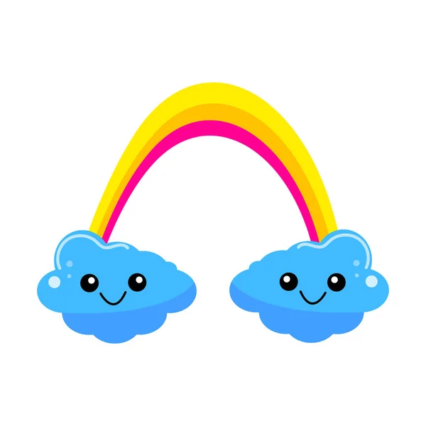 Cartoon Characters Happy Clouds Rainbow — Image vectorielle