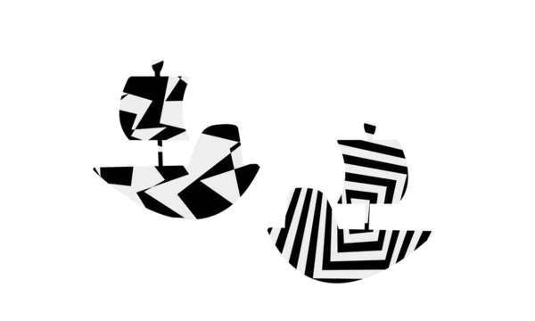 Ilustrace Plachetnic Abstraktními Žebrovanými Hypnotickými Vzory Stylu Pop Art — Stockový vektor