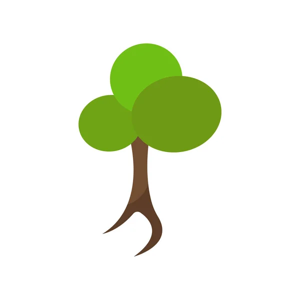 Illustration Eines Grünen Baumes Mit Wurzeln Auf Weißem Hintergrund — Stockvektor