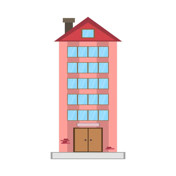 Ilustración Vectorial Una Casa Apartamentos Sobre Fondo Blanco — Vector de stock