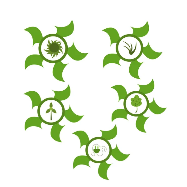 Зеленая Экологически Чистая Концепция Иконкой Дизайна Векторная Иллюстрация Зелеными Эко — стоковый вектор