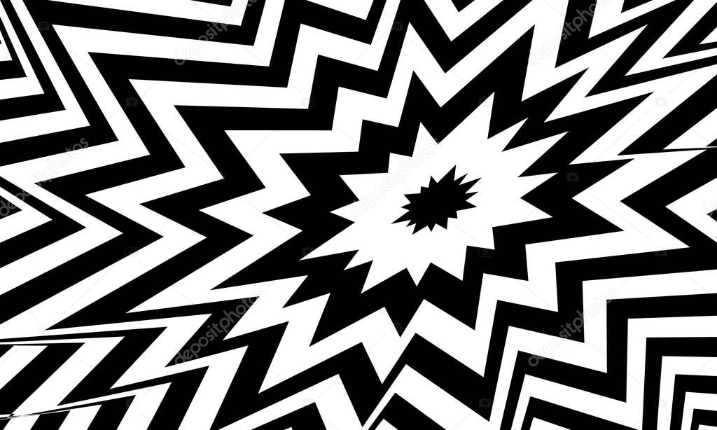 Black and white abstract ribbed background in the style of pop art, wallpaper for design hypnotic concept creative