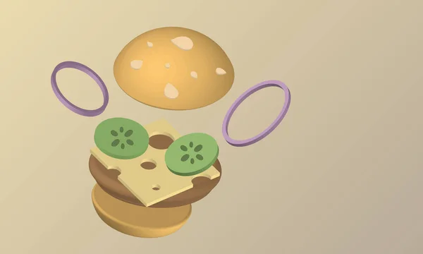 Illustration Eines Cheeseburgers Auf Braunem Hintergrund — Stockvektor
